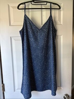 Navy Blue Floral Mini Slip Dress